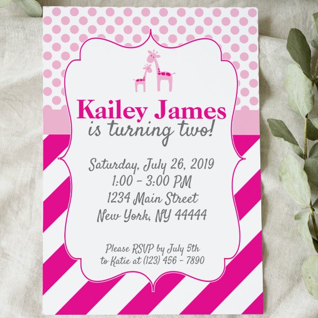 Rosa Giraffe zum Geburtstag Einladung (Von Creator hochgeladen)