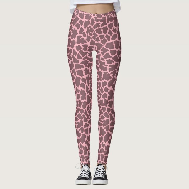 Rosa Giraffen-Druck-Leggings Leggings (Vorderseite)