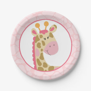 Rosa Giraffen-Pappteller Pappteller