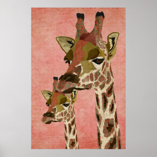 Rosa Giraffen Pink Art Poster