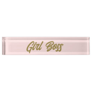 Rosa Girl Boss Schreibtisch Name Plakat Namensplakette