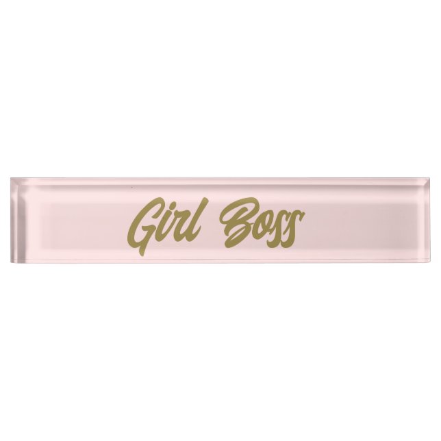 Rosa Girl Boss Schreibtisch Name Plakat Namensplakette (Vorderseite)