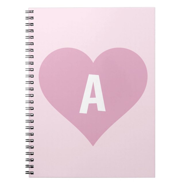 Rosa Girl Monogram Heart Journal Notizblock (Vorderseite)