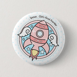 Rosa Girl Rocketship Button