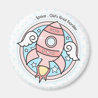 Rosa Girl Rocketship Magnet