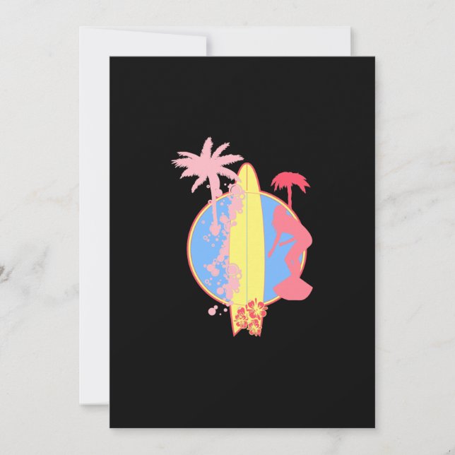 Rosa Girl Surf Logo Einladung (Vorderseite)