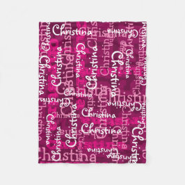 Rosa Girl's Allover Name Collage Personalisiert Fleecedecke