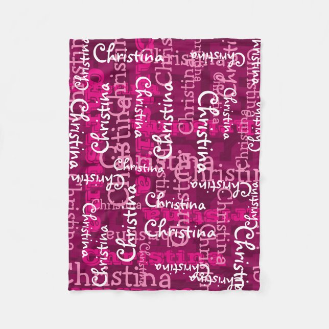 Rosa Girl's Allover Name Collage Personalisiert Fleecedecke (Vorderseite)