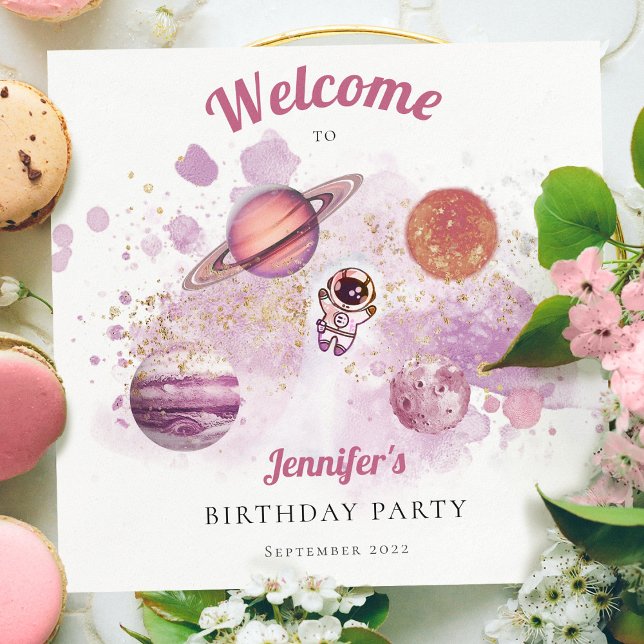 Rosa Girls Rocket Planets Galaxy Serviette (Von Creator hochgeladen)