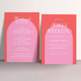 Rosa Girls Weekend Junggeselinnen-Abschied Einladung