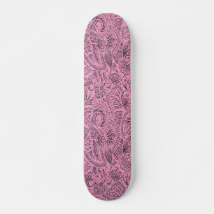 Rosa Girly Boho Sketch Glitzer Glam Monogramm Skateboard