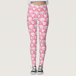 Rosa Girly Miezekatze-Katzen-lächelnde Kätzchen Leggings