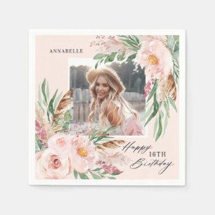 Rosa, girly, moderne, elegante, boho, florale Foto Serviette