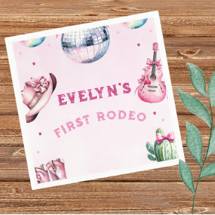 Rosa Gitarre Cowboy Party Kaktus Geburtstag  Serviette