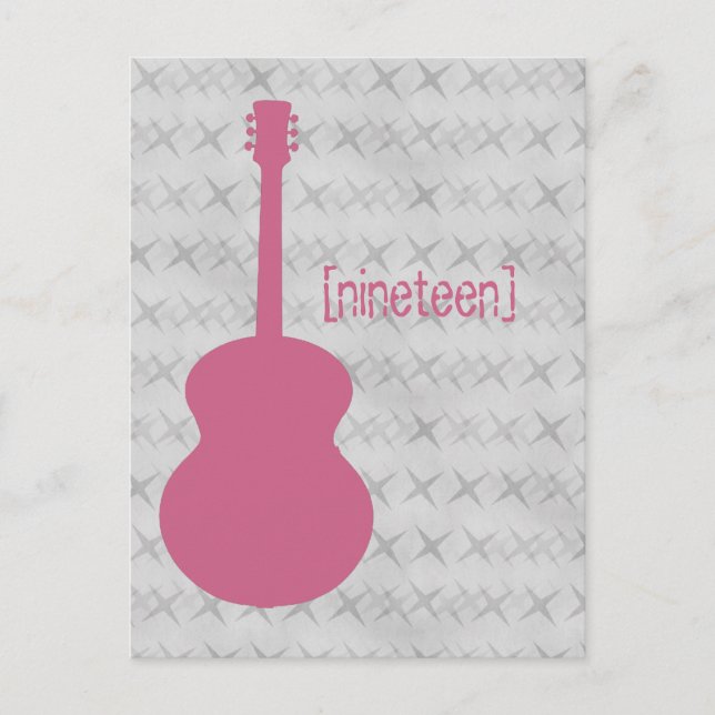 Rosa Gitarre Grunge Postkarte (Vorderseite)