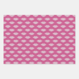 Rosa Glam Diamanten Lippen und Herzen Geschenkpapier Set