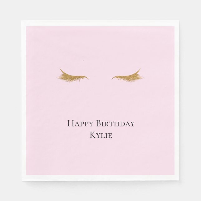Rosa Glam Glitzer Eyelashes Serviette (Vorderseite)