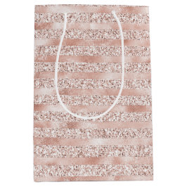 Rosa Glam Glitzer Streifen Mittlere Geschenktüte