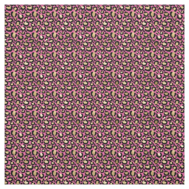 Rosa Glam Gold Leopard Print Stoff (Muster)