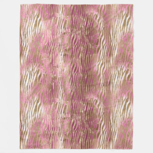 Rosa Glam Gold Zebra Fleecedecke