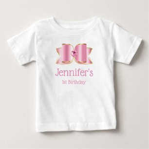 Rosa glamouröse Schleife mit einem zentralen Edels Baby T-shirt