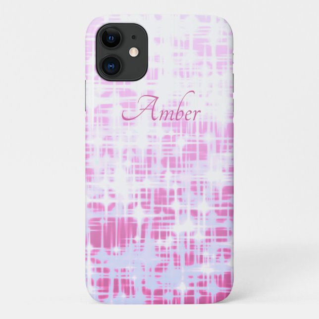 Rosa glänzende Glitzern Elegant Personalisiert Case-Mate iPhone Hülle (Rückseite)