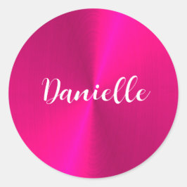 Rosa glänzende Imitate Metall individuelle Name Runder Aufkleber