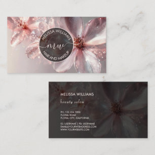 Rosa glänzendes florales Logo Initialen Visitenkar Visitenkarte
