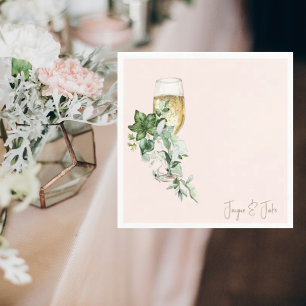 Rosa Glas Champagner Personalisierter Cocktail Serviette