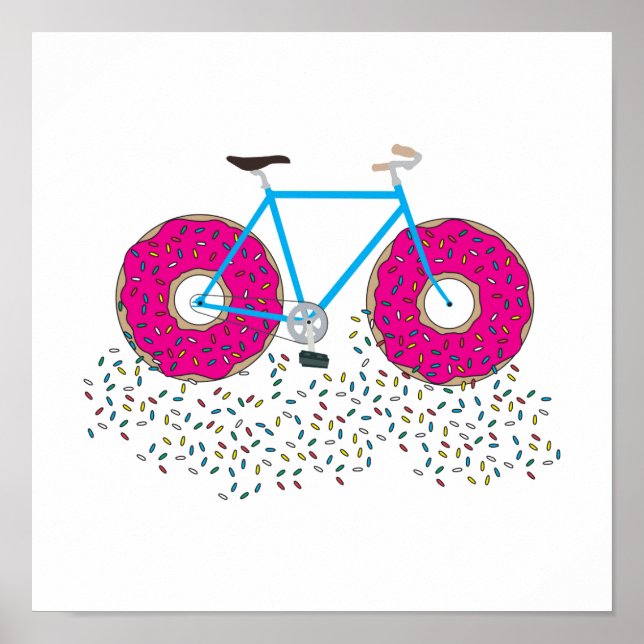 Rosa Glasierte Donut Räder Fahrrad mit Sprinklen Poster (Vorne)