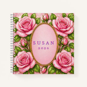 Rosa Glasrose mit Farbfilter Elegantes individuell Notizbuch