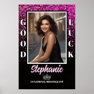 Rosa Glimmer Glückwunsch Schönheitswettbewerb Türp Poster