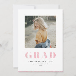 Rosa Glitter Bold GRAD-Typografie Abschlussfoto Ankündigung