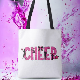 Rosa Glitter Cheer Bows & Cheerleader Posen