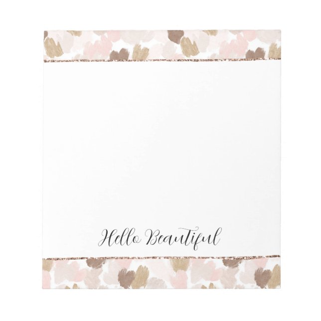 Rosa Glitter Creme Braun Herzen  Notizblock (Vorderseite)