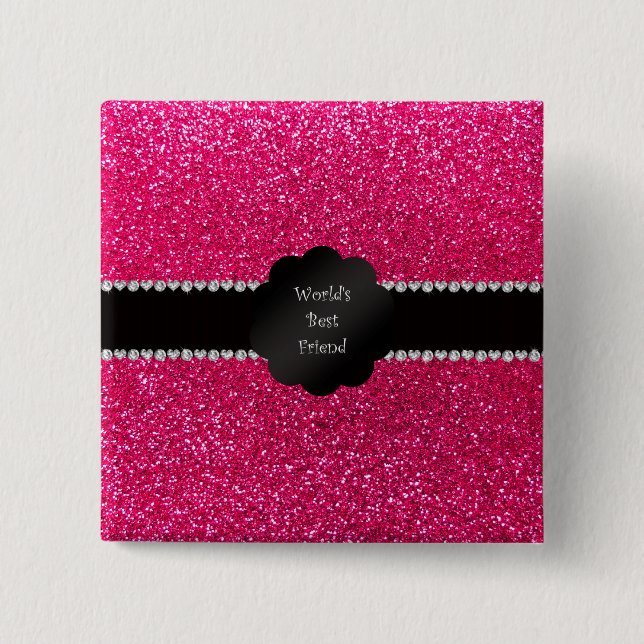 Rosa-Glitter des besten Freunds der Welt Button (Vorderseite)