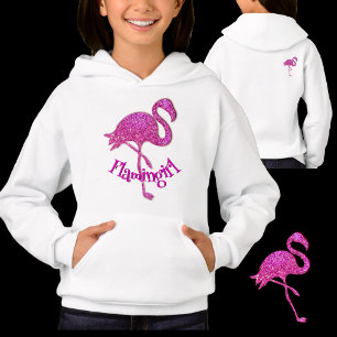 Rosa Glitter-Flamingo - anpassbarer Text Hoodie