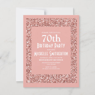 Rosa Glitter Frauen 70. Geburtstag Karte