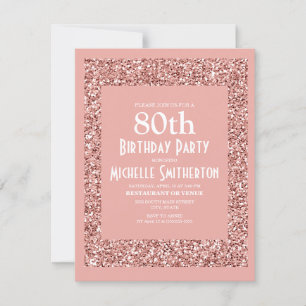 Rosa Glitter Frauen 80. Geburtstag Karte