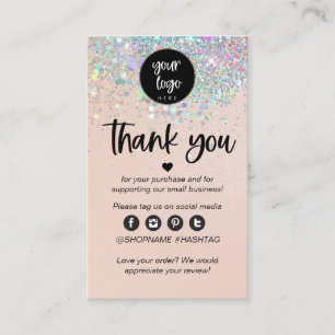 Rosa Glitter Geschäft Danke für Ihre Bestellung Ei Visitenkarte