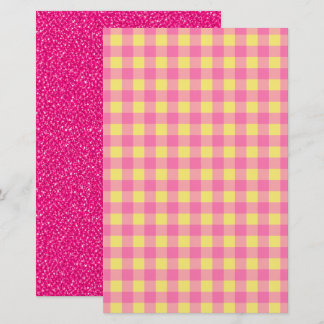 Rosa Glitter & Gingham umkehrbares Scrapbook-Papie