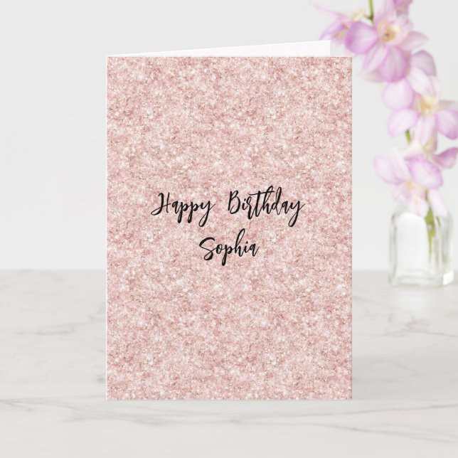 Rosa Glitter-Glanz Geburtstag Karte (Orchidee)