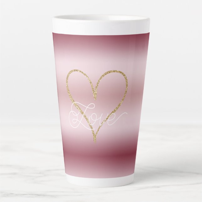 Rosa Glitter Gold Liebe Forever Milchtasse (Vorderseite)