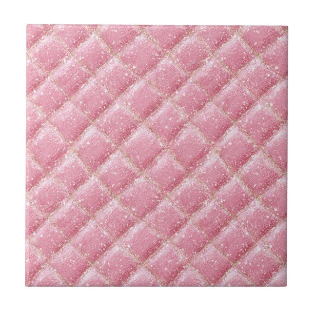 Rosa Glitter-Harlekin-Glamour Fliese (Vorderseite)