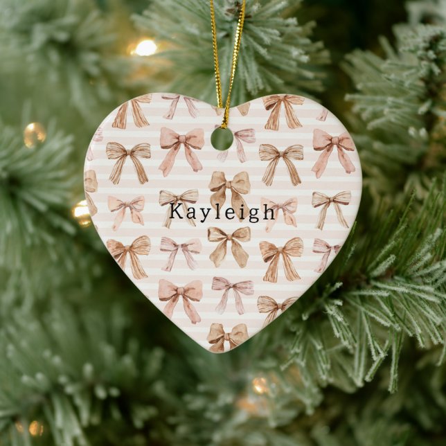 Rosa Glitter Herzen Liebe Keramik Ornament (Baum)