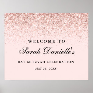 Rosa Glitter-Konfetti Personalisierte Willkommensf Poster