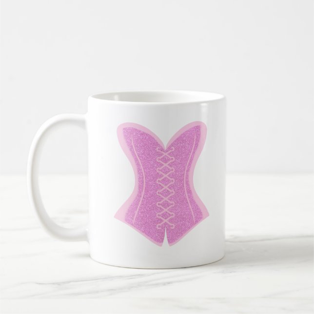 Rosa Glitter-Korsett-Fantasy-Tasse Kaffeetasse (Links)