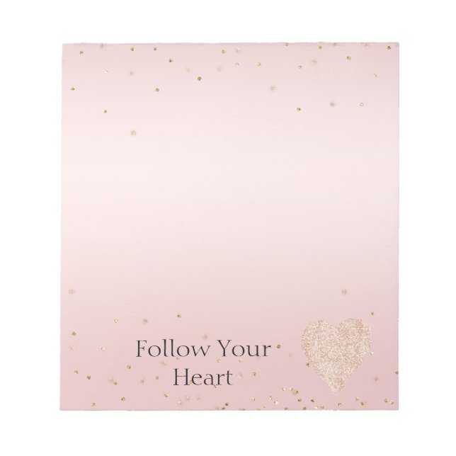 Rosa Glitter Liebe Gold Konfetti Herz Notizblock (Vorderseite)
