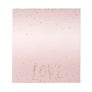 Rosa Glitter Liebe Gold Konfetti Notizblock