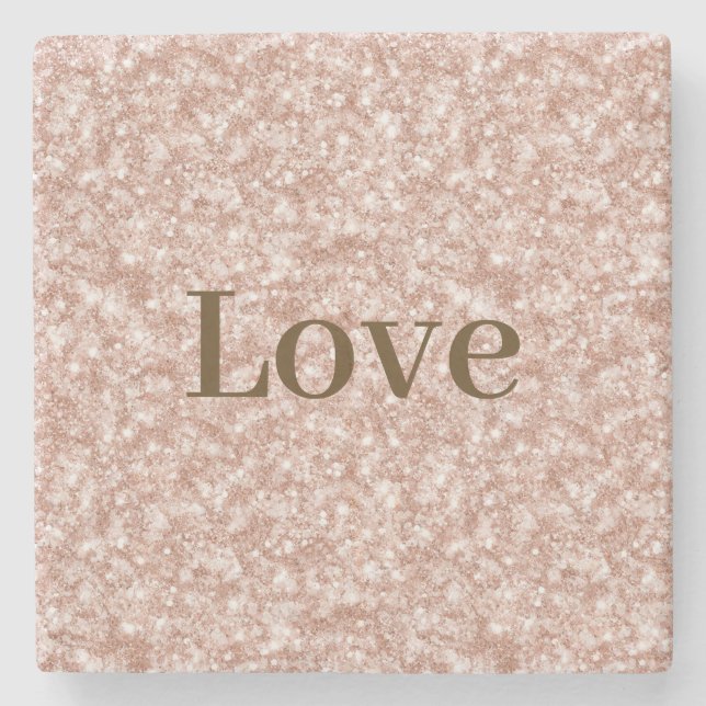 Rosa Glitter Liebe Valentinstag Steinuntersetzer (Vorderseite)